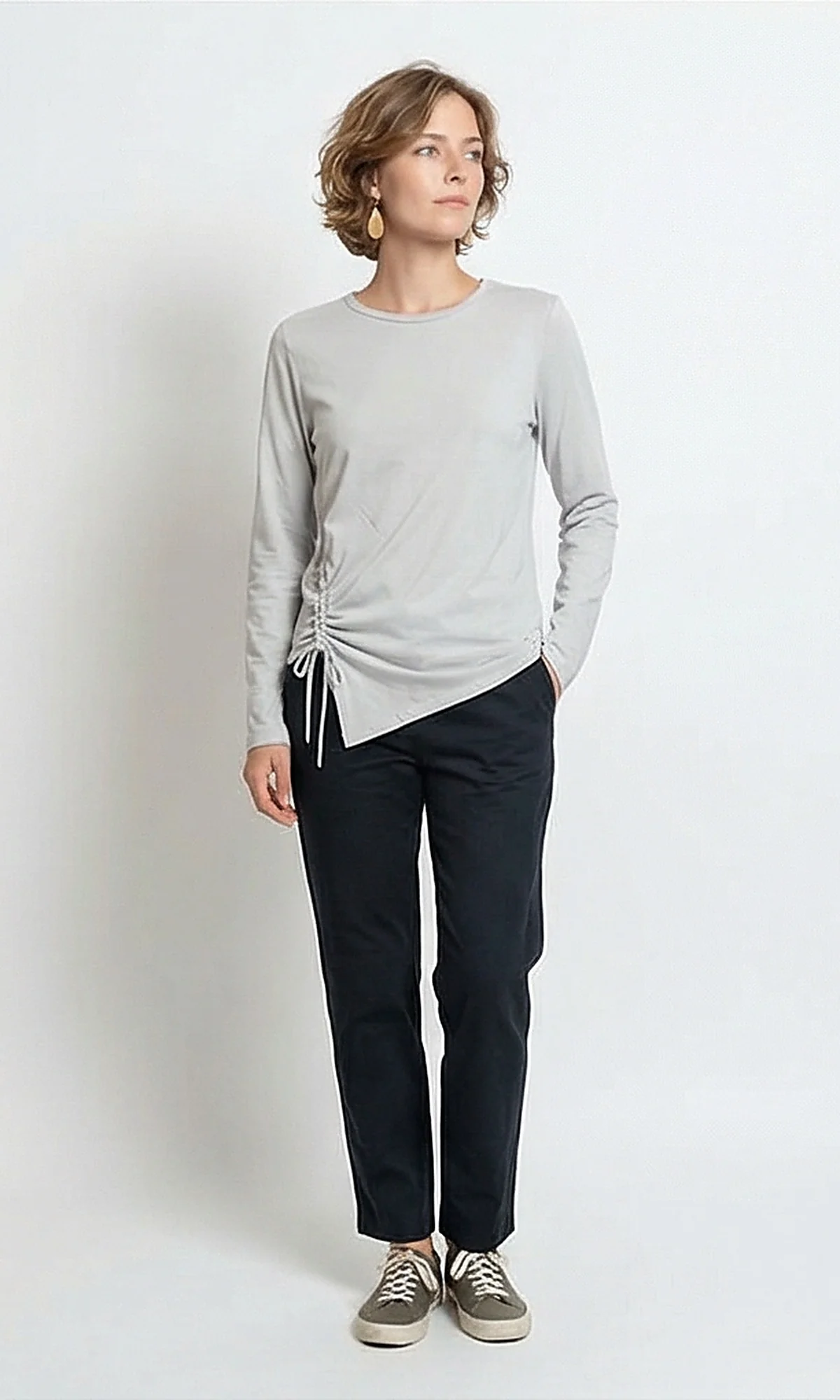 Ravin Women’s Asymmetrical Ruched Long-Sleeve Jersey Tee - R215855 - Image 4