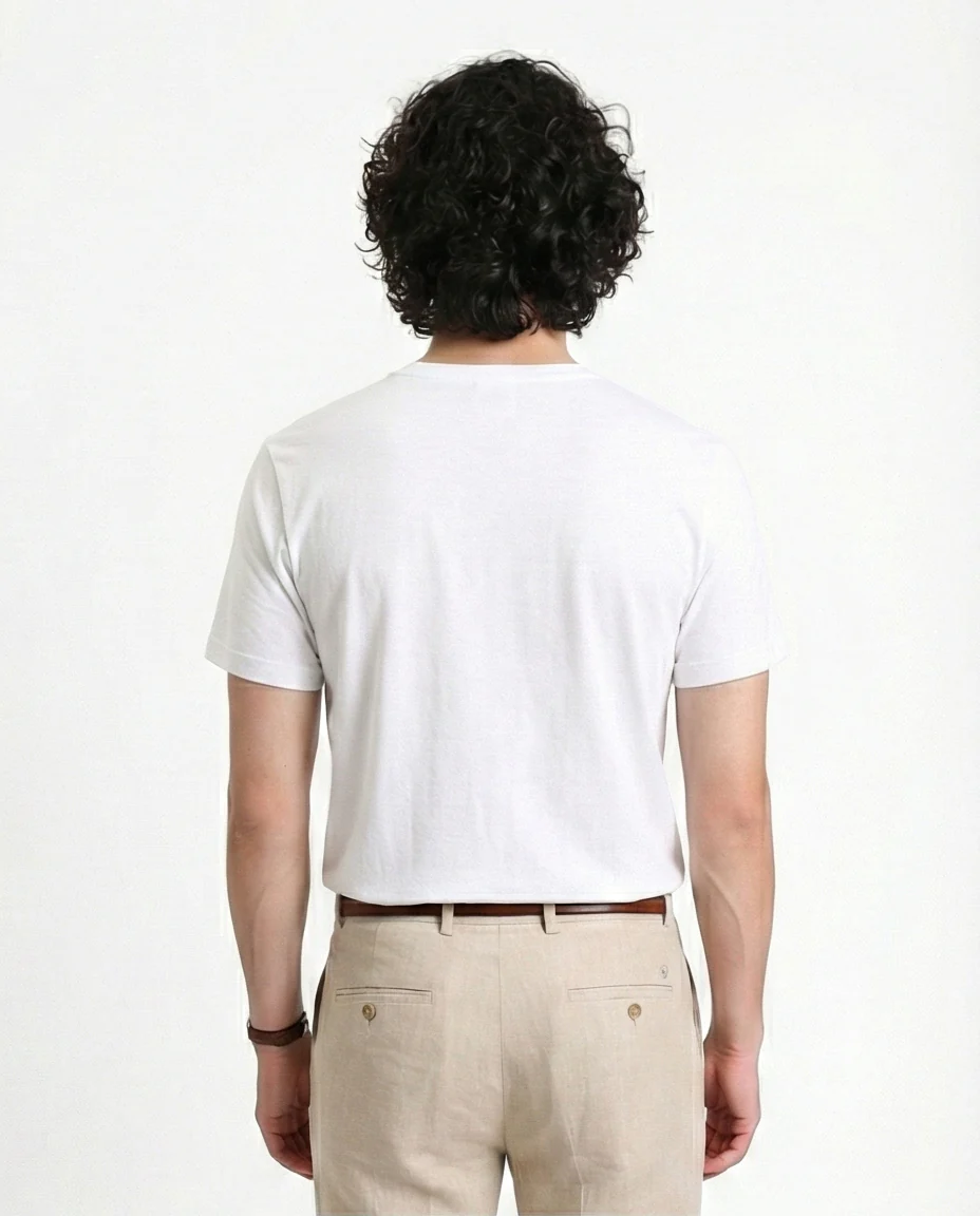 R215857 - Short Sleeves Textured Basic Tee - White - Image 2