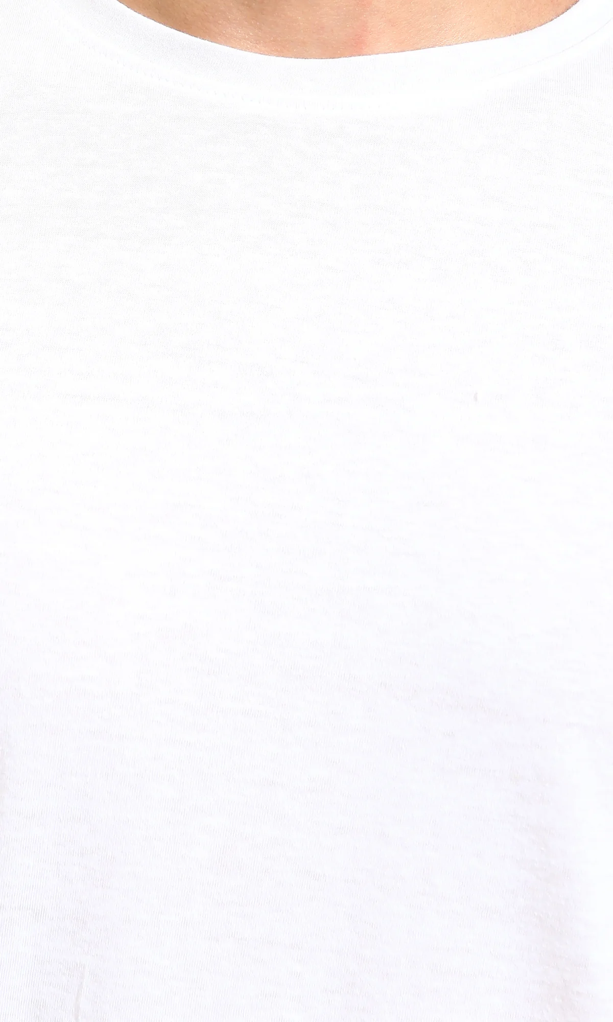 R215857 - Short Sleeves Textured Basic Tee - White - Image 3