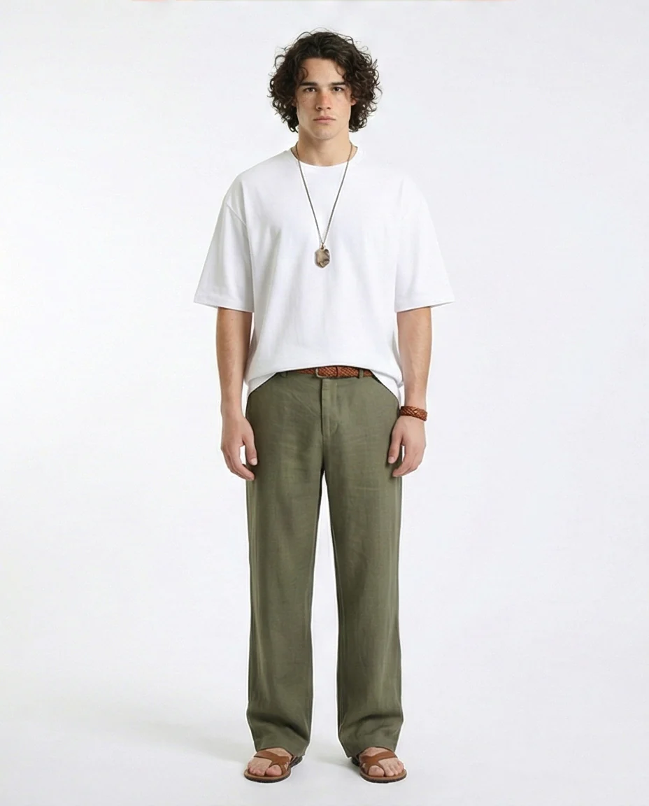 R215862 - Relaxed Fit Solid Summer Basic Tee - White - Image 4