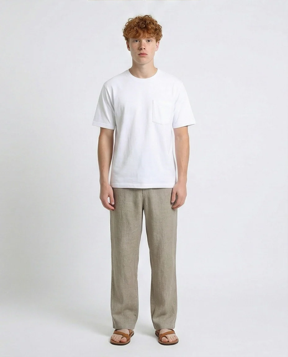 R215868 - Solid Basic Tee with Front Pocket - White - Image 4