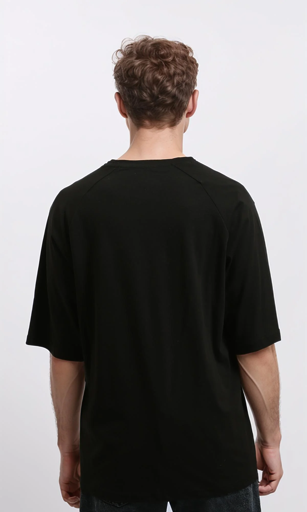 R215870 - Crew Neck Relaxed Fit Cotton Tee - Black - Image 2
