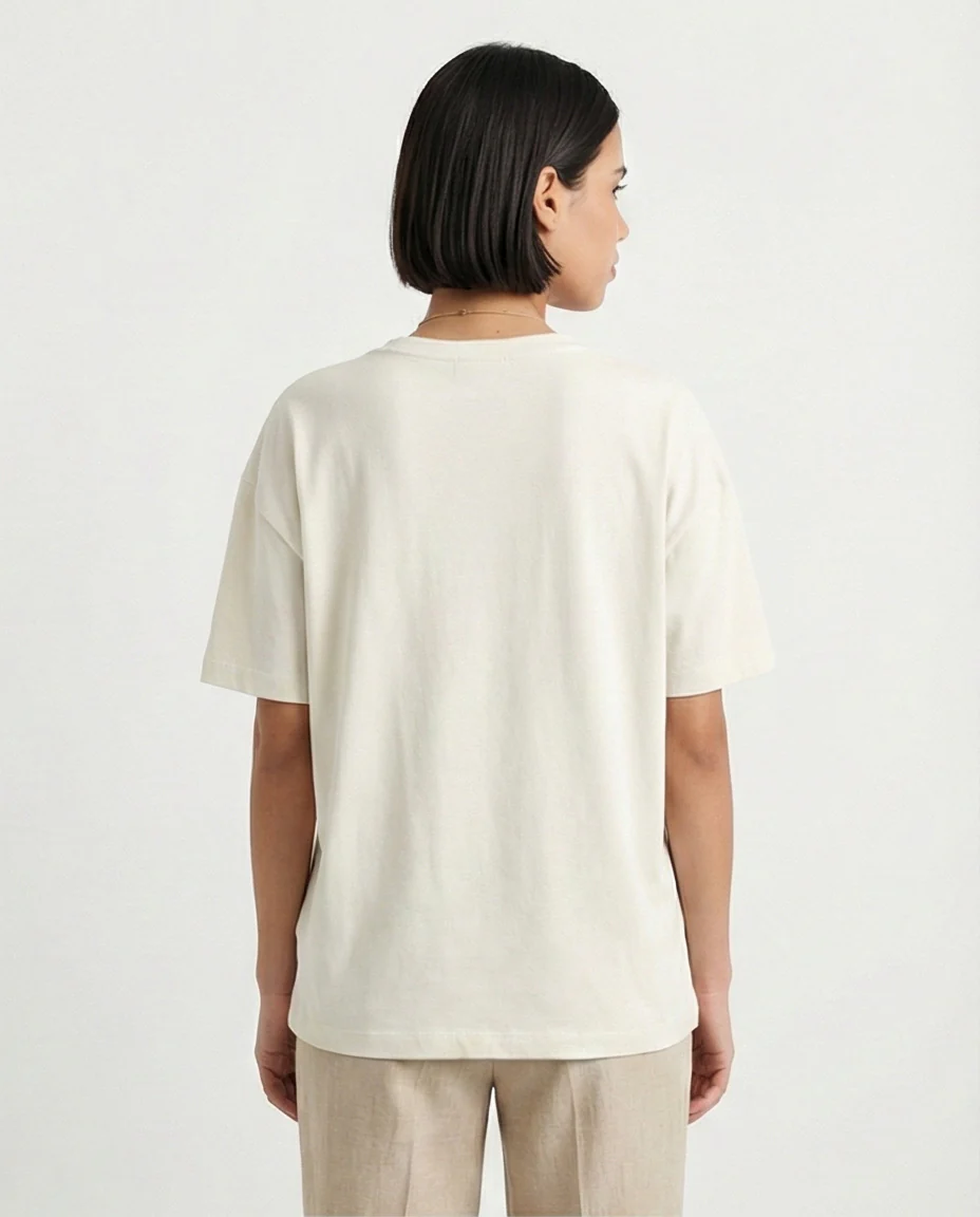 R215880 - Solid Relaxed Fit Cotton Tee - Light Grey - Image 2