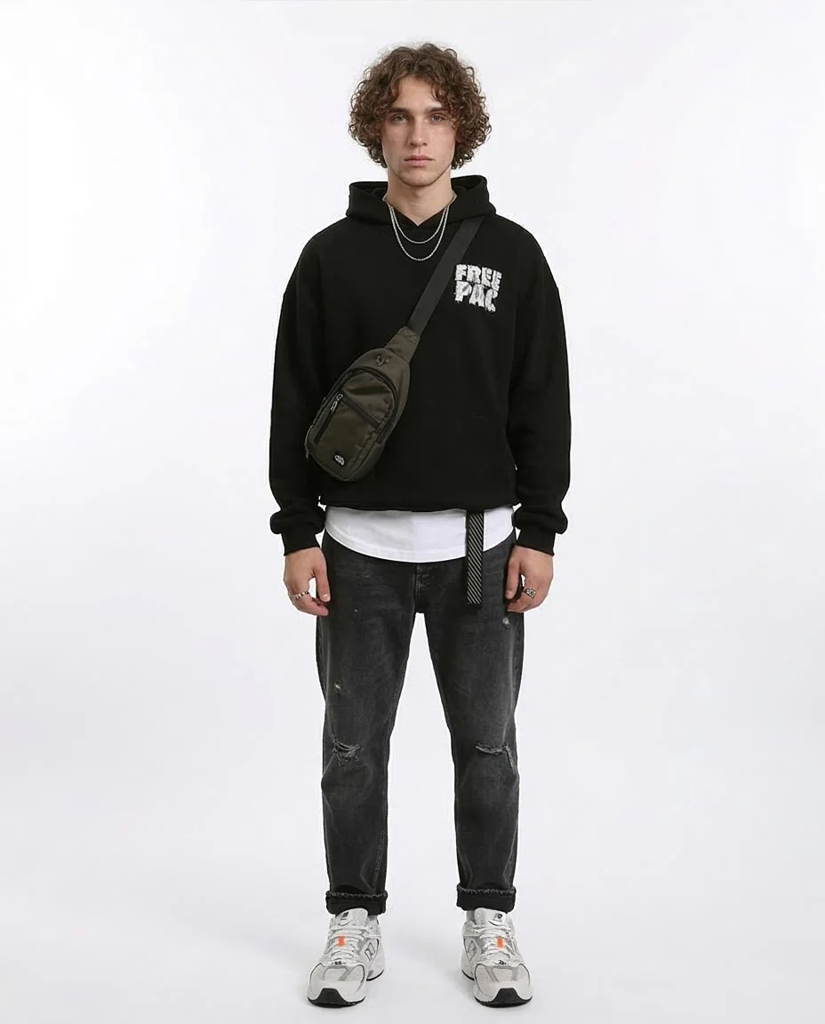 Ravin x Pac Tribute: "FREE PAC" Heavyweight Oversized Hoodie - Black - R215924 - Image 3