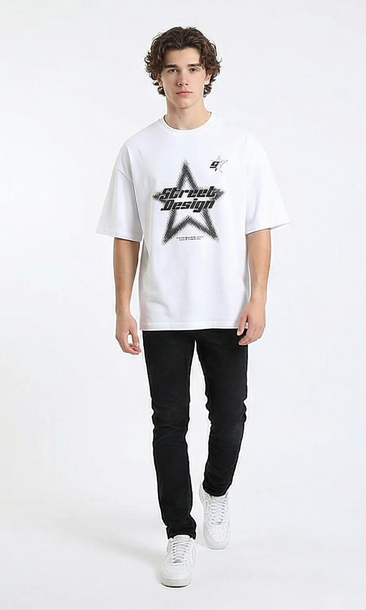 R215967 - Slip On Elbow Sleeves Comfy Tee - White - Image 3