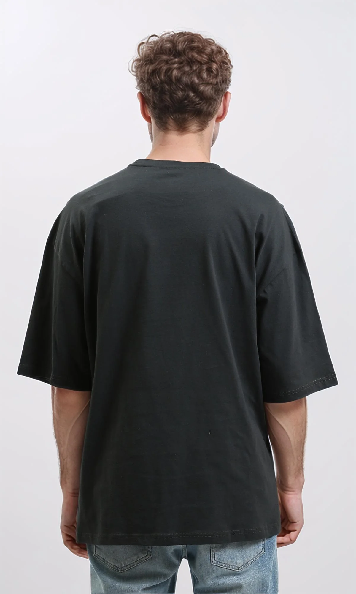 R216110 - Solid Crew Neck Relaxed Fit Tee - Charcoal Grey - Image 2