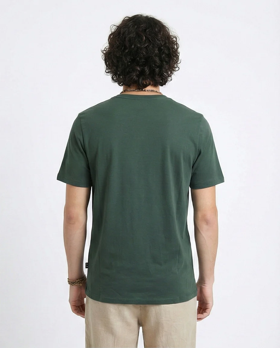R216114 - Elbow Sleeves Solid Regular Fit Tee - Dark Jade - Image 2