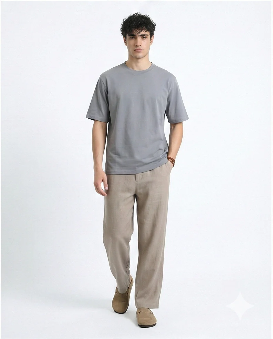 R216115 - Slip On Elbow Sleeves Comfy Tee - Medium Grey - Image 4