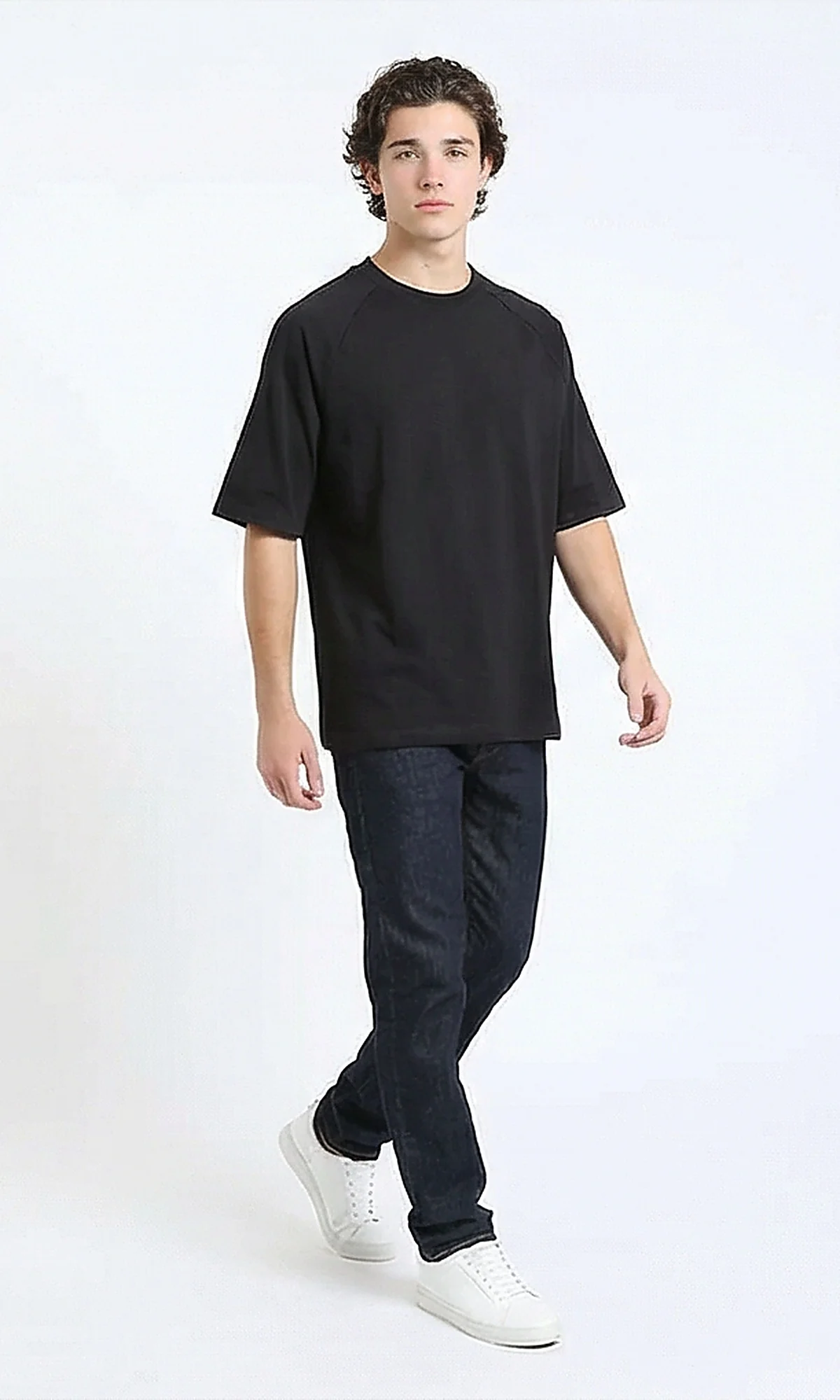 R216119 - Slip On Elbow Sleeves Basic Tee - Charcoal Grey - Image 3
