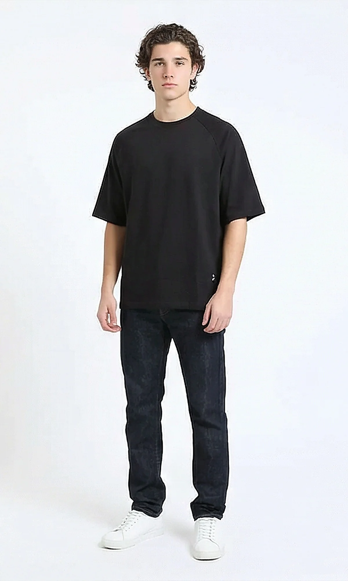 R216119 - Slip On Elbow Sleeves Basic Tee - Charcoal Grey - Image 4
