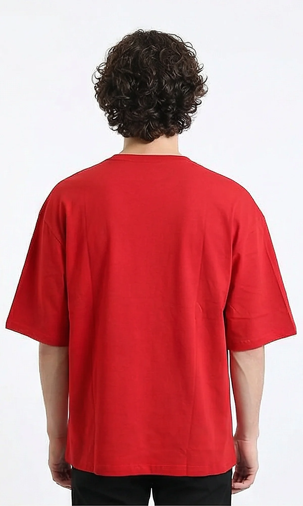 R216121 - Slip On Elbow Sleeves Basic Tee - Red - Image 2