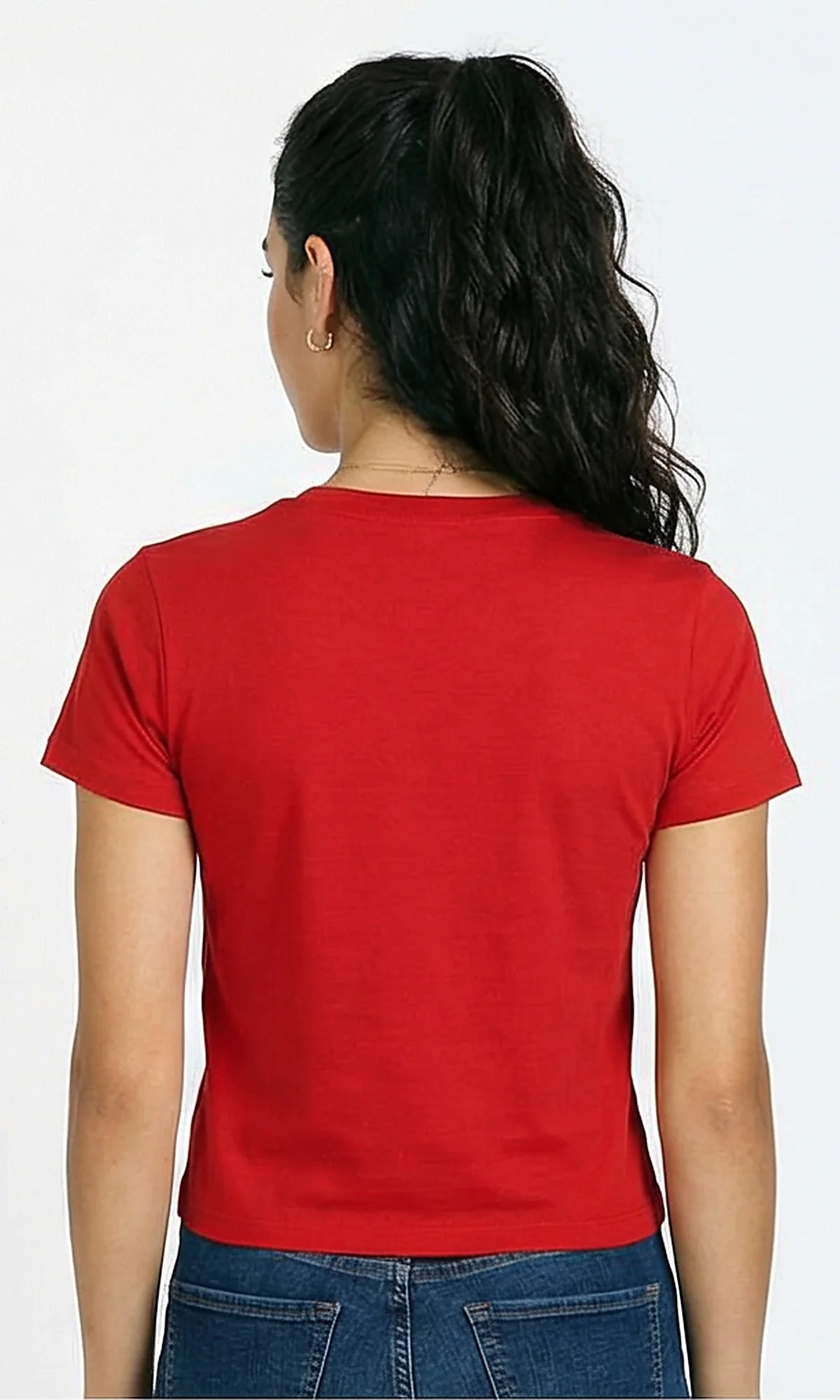R216130 - Crew Neck Solid Short Sleeve Tee - Red - Image 2