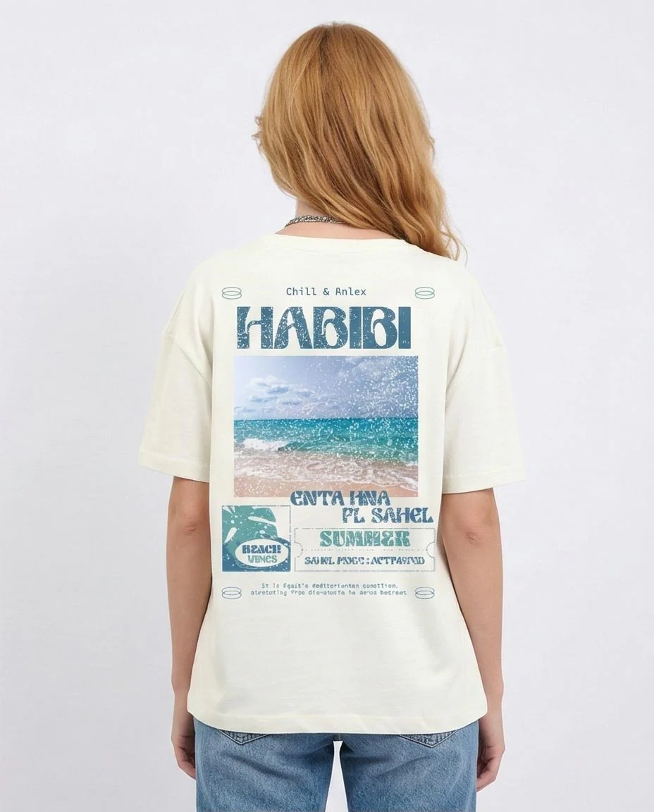 Ravin | "Habibi" Sahel Summer Oversized Graphic Tee-O.WHITE - R216170 - Image 2