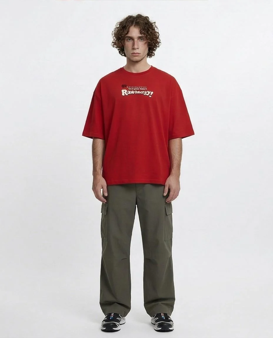 Ravin "Raw Energy" Oversized Graphic T-Shirt – Red - R216290 - Image 3