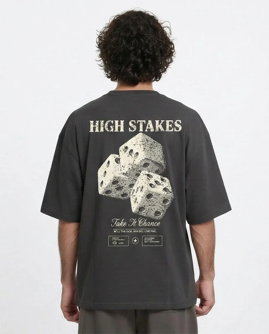 Ravin "High Stakes" Heavyweight Oversized Graphic T-Shirt – Charcoal - R216398 - Image 2