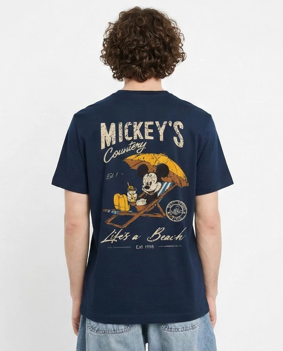Ravin Men’s Mickey’s Country Graphic T-Shirt – Navy Blue Vintage Wash - R216404 - Image 2
