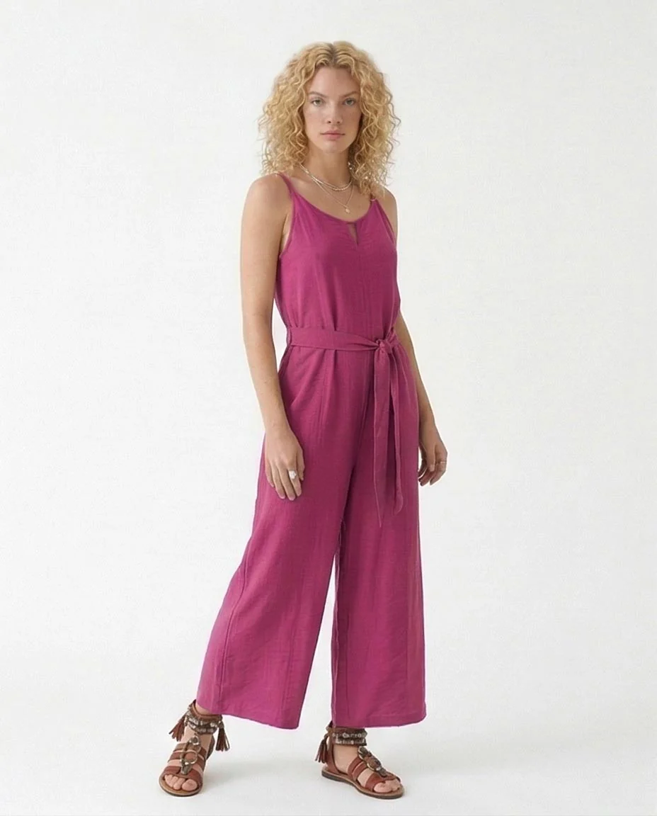 Ravin Women's Modern Boho Wide-Leg Jumpsuit – Fushia R216762 - Image 3