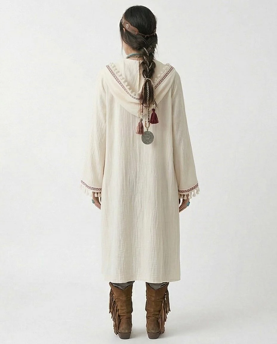 Ravin Gaia Max Boho Embellished Gauze Hooded Duster - R217017 - Image 2