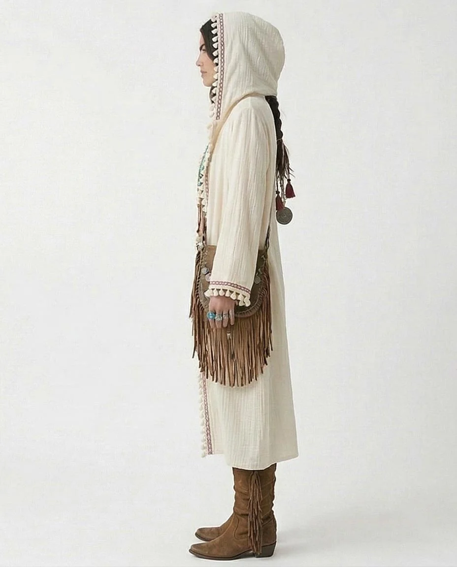 Ravin Gaia Max Boho Embellished Gauze Hooded Duster - R217017 - Image 3
