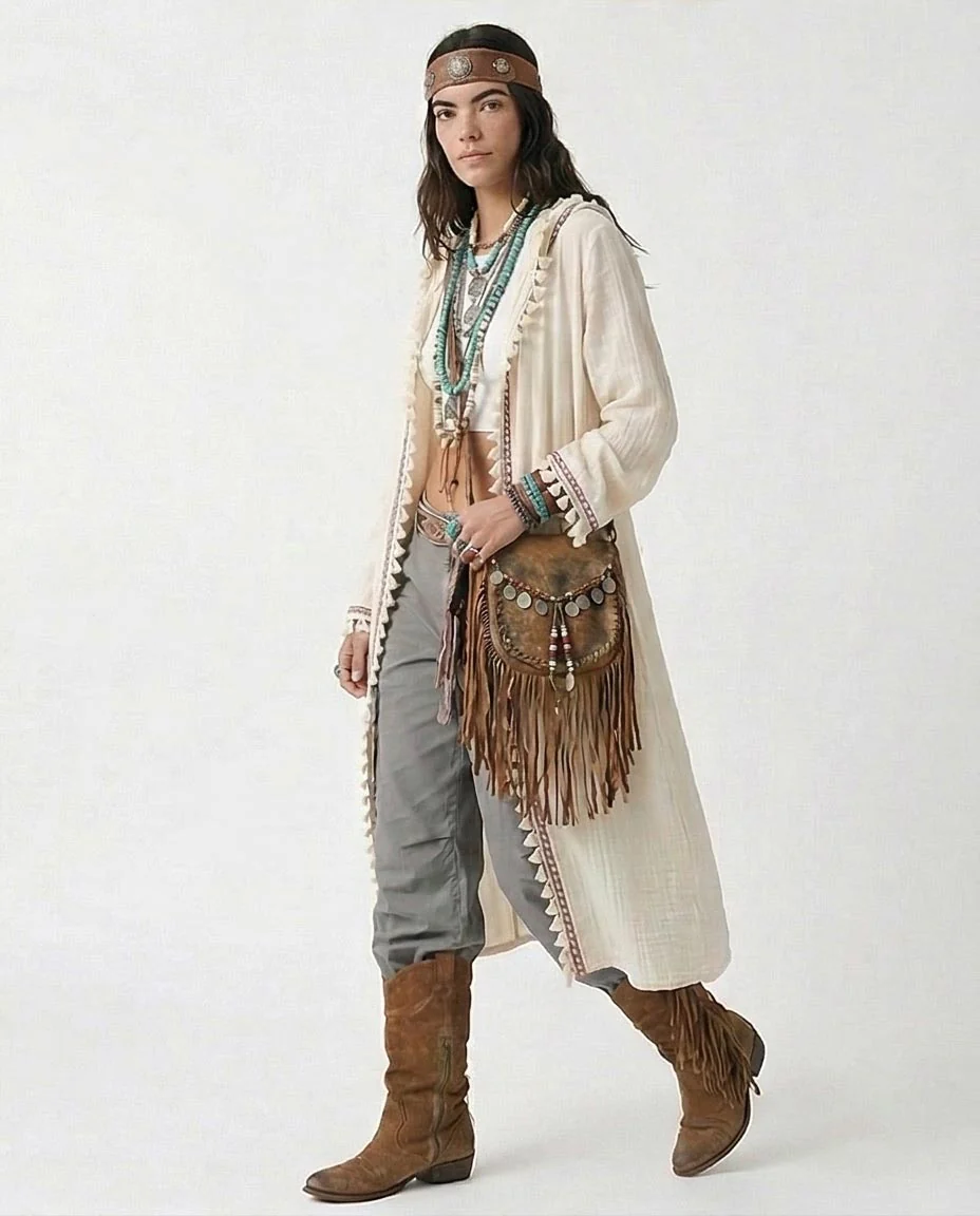 Ravin Gaia Max Boho Embellished Gauze Hooded Duster - R217017 - Image 5